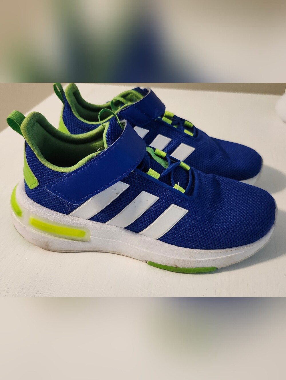 adidas Kids Royal Blue & Lime Green Athletic Sneakers